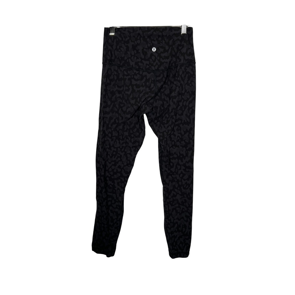 Lululemon Black Gray‎ Leopard Camo High Rise Leggings Athletic Yoga Size 6